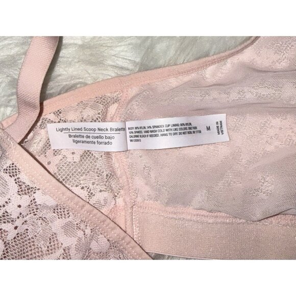 Auden Lace Scoop Neck Bralette Bra Wire Free Unpadded Womens M Medium Pink - Picture 6 of 6